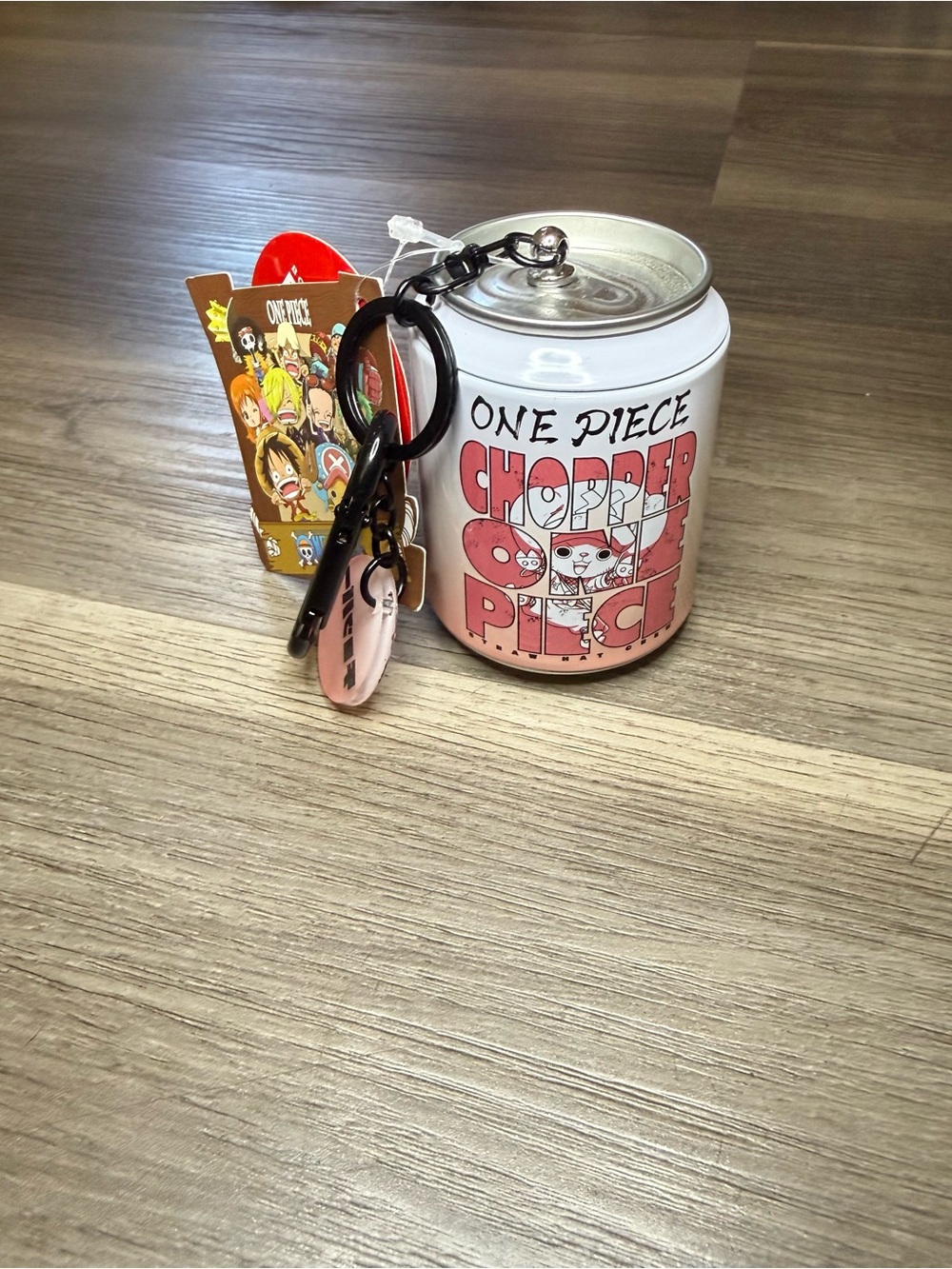 One Piece Chopper Can Keychain Charm - Pink White